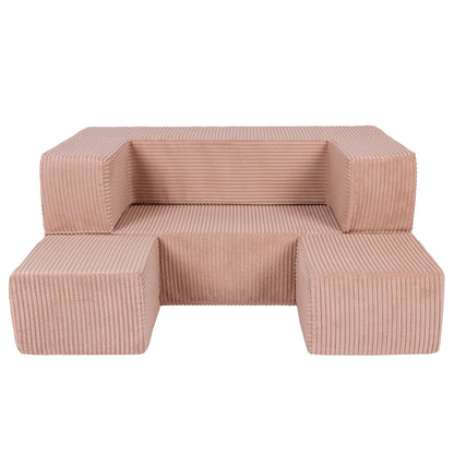 MeowBaby® Soft Velvet Cube Sofa - Powder Pink