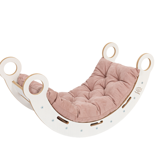 White Wooden Dream Rocker with Pillow and Slide - Medium