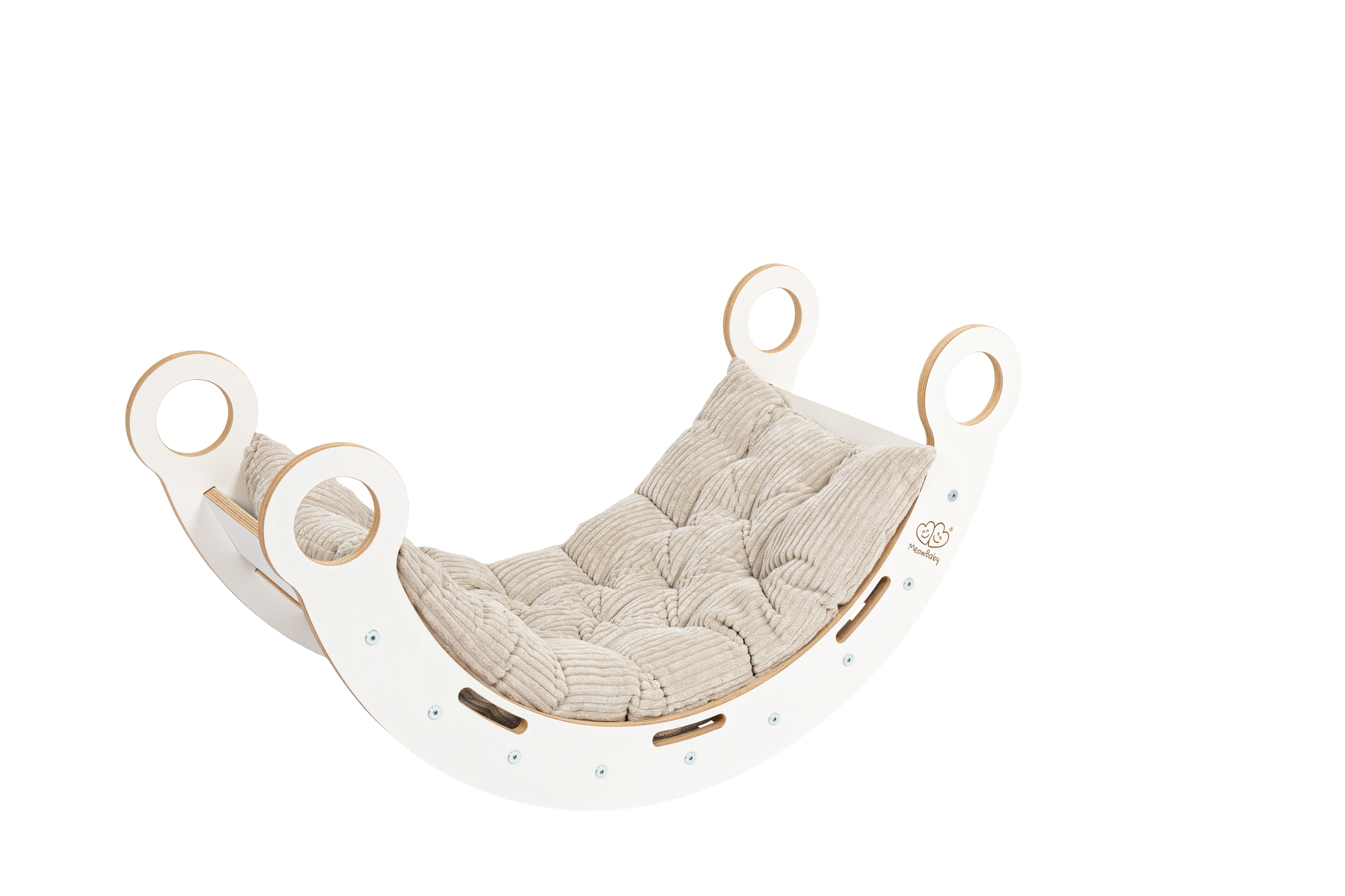 White Wooden Dream Rocker with Pillow, Slide and Ladder - Medium