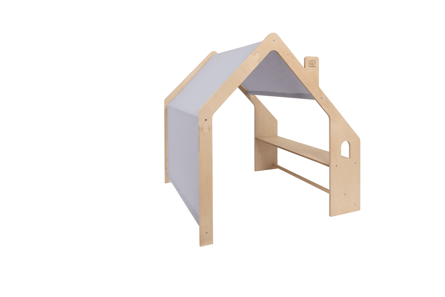 MeowBaby® Natural Wooden House for Kids - Blue Roof