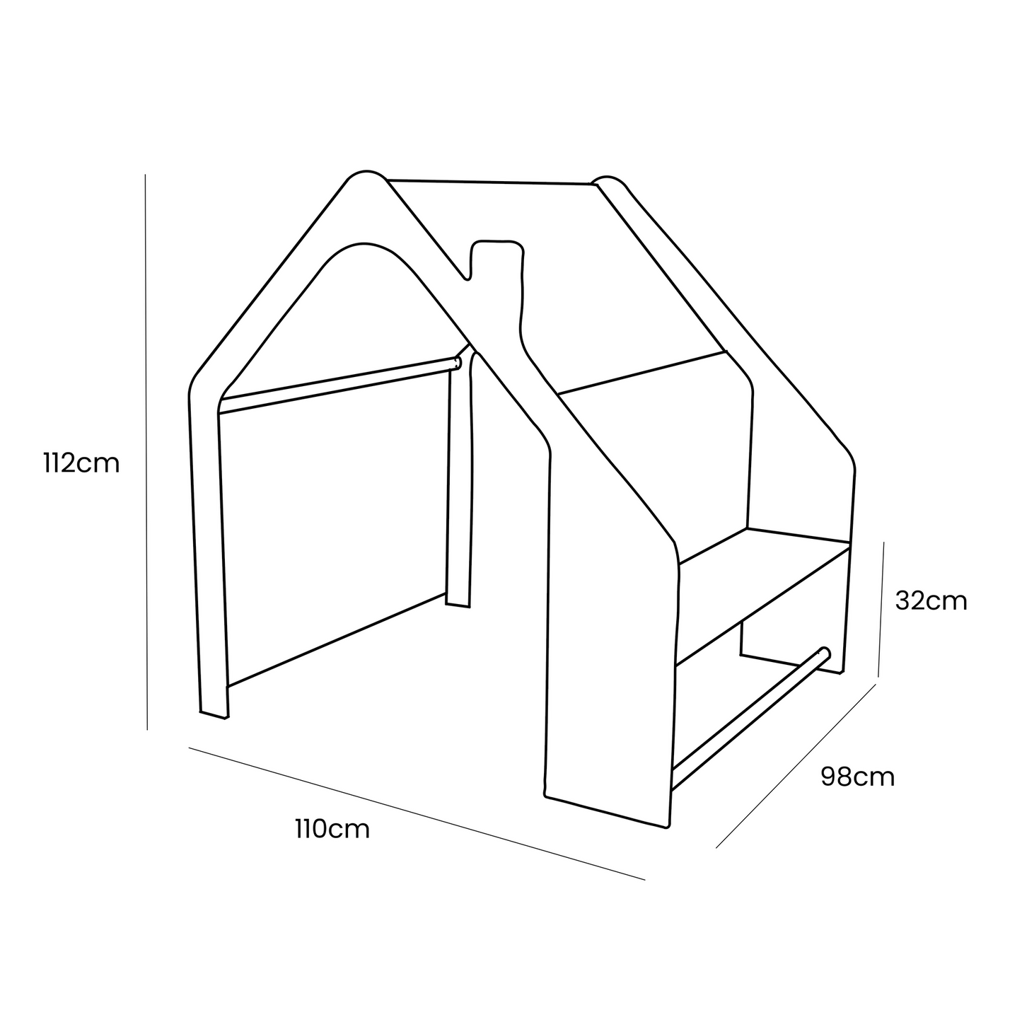 MeowBaby® White Wooden House for Kids - Blue Roof