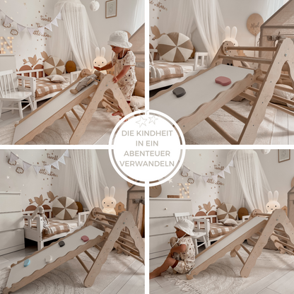 MAMOI® Triangle descalade avec toboggan interieur pour enfant, Mur escalade intérieur en bois pour bebe à partir de 1/2/3 an, Motricité libre montessori-5