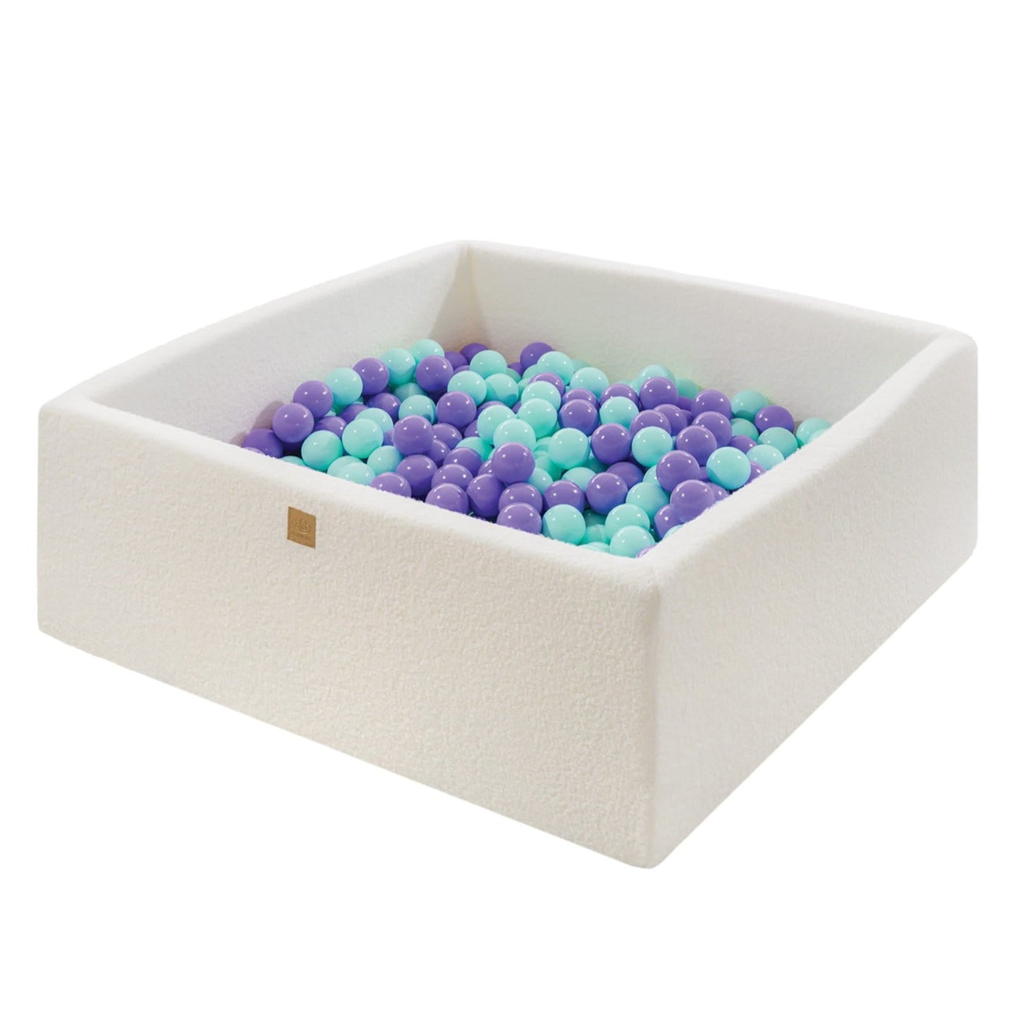 MeowBaby® Boucle White Square Balls Pit 110x110x40cm - 400 Heather Mint Balls