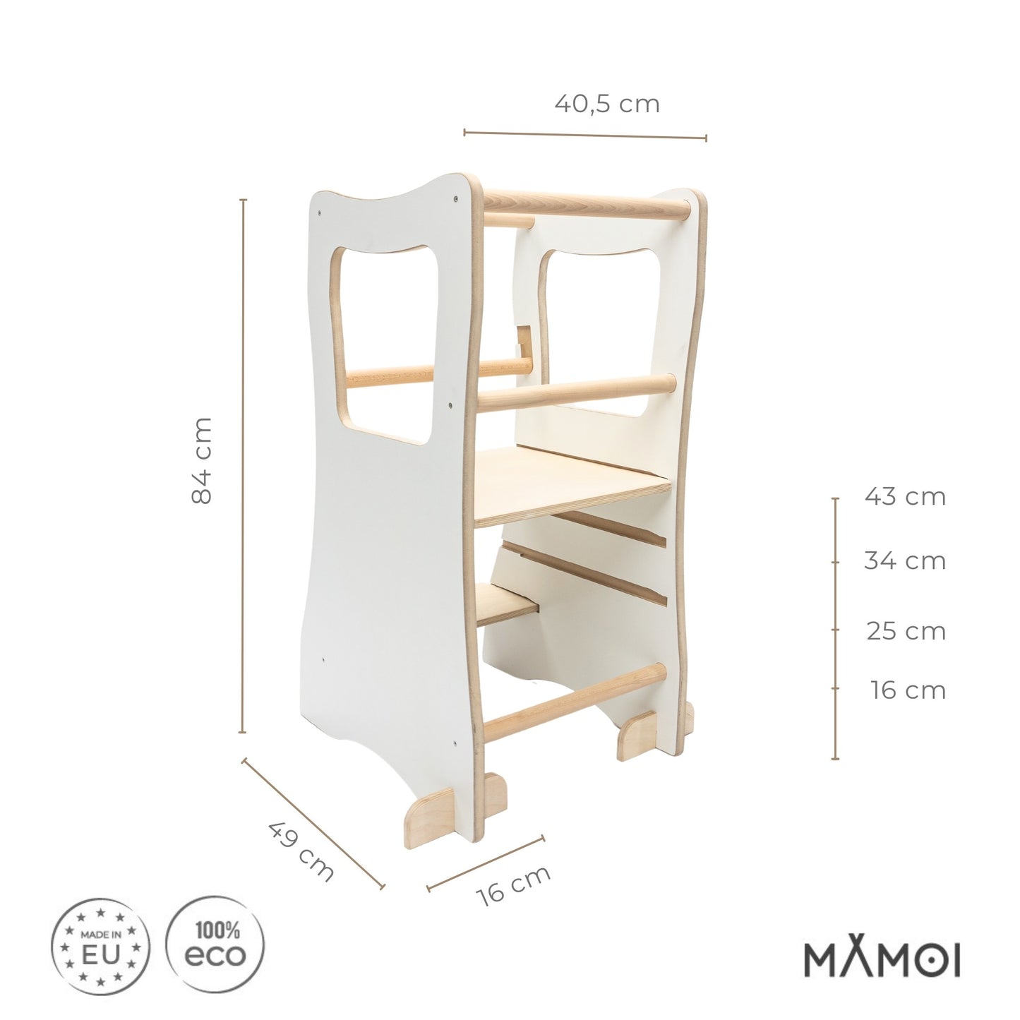 MAMOI® Tour d'apprentissage en bois, Learning Tower, Chaise d'apprentissage pour enfants, Tour de cuisine et aide de cuisine, Tour d'apprentissage, Chaise haute Tabouret marchepied à partir de 1 an à partir de 2/3 ans, Montessori-1