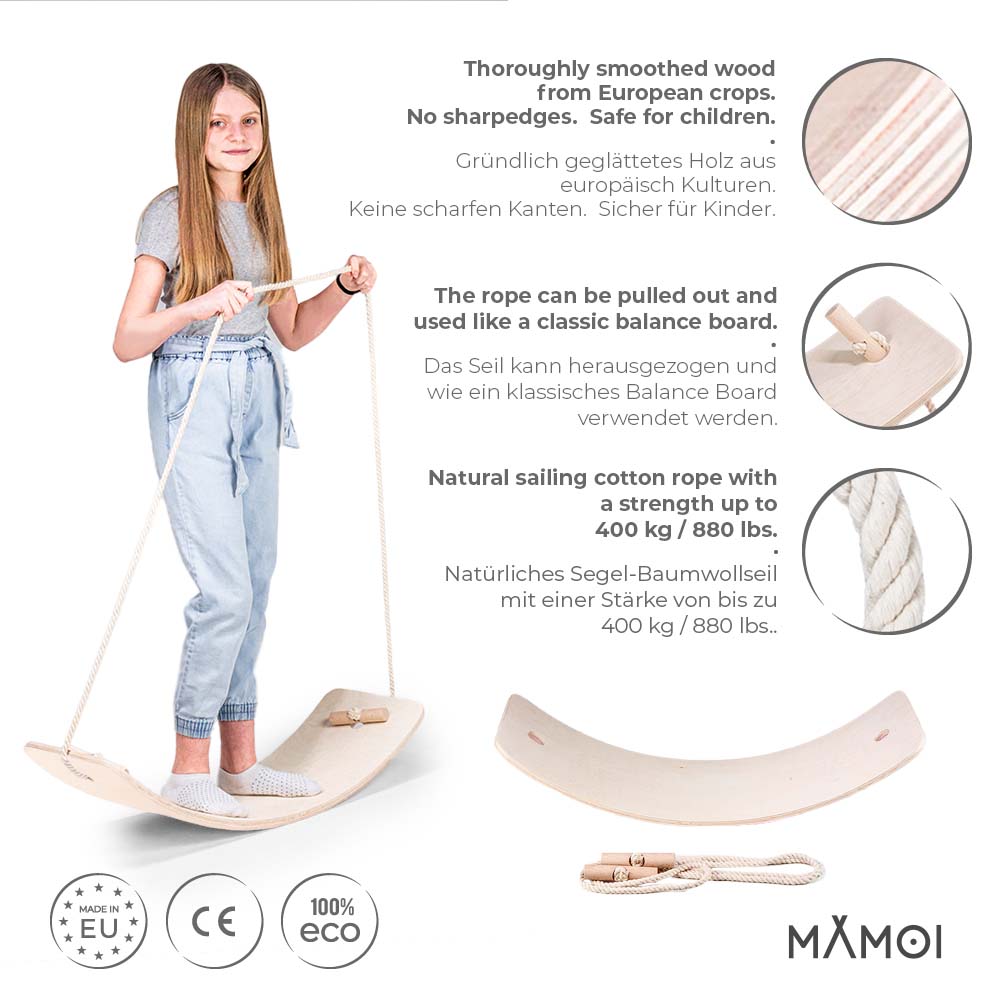 MAMOI® Balance Board for children | Balancing Kids seesaw for children modern design | Sustainable Balance Board Sport made of plywood | 100% ECO | Made in EU-1