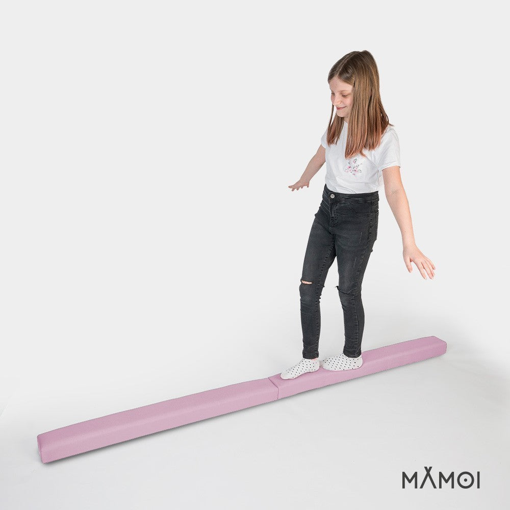 MAMOI® Gymnastics beam for kids Pink (200 cm), Padded non-slip folding balance beam, Kids gym equipment at home, Gymnastic floor beams & bases for children-5