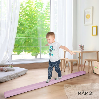 MAMOI® Gymnastics beam for kids Pink (200 cm), Padded non-slip folding balance beam, Kids gym equipment at home, Gymnastic floor beams & bases for children-4