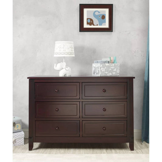 SF Home Kids Bedroom 6-Drawer Dresser in Espresso Wood Finish-0