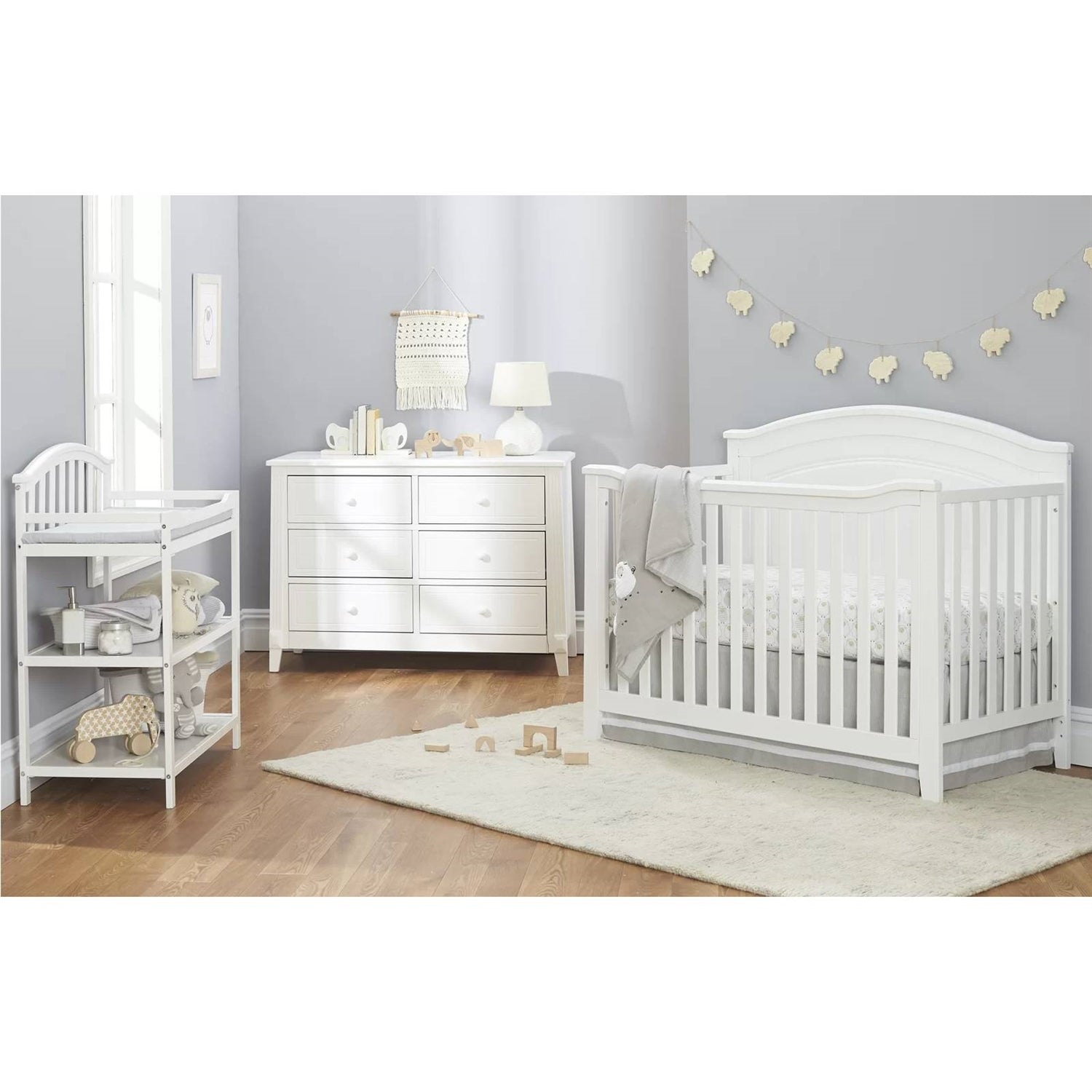 SF Home Solid Wood Convertible Crib in White - Toddler Bed Sold Separately-2