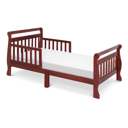 Cherry Modern Slatted Guard Rails Toddler Sleigh Bed-0