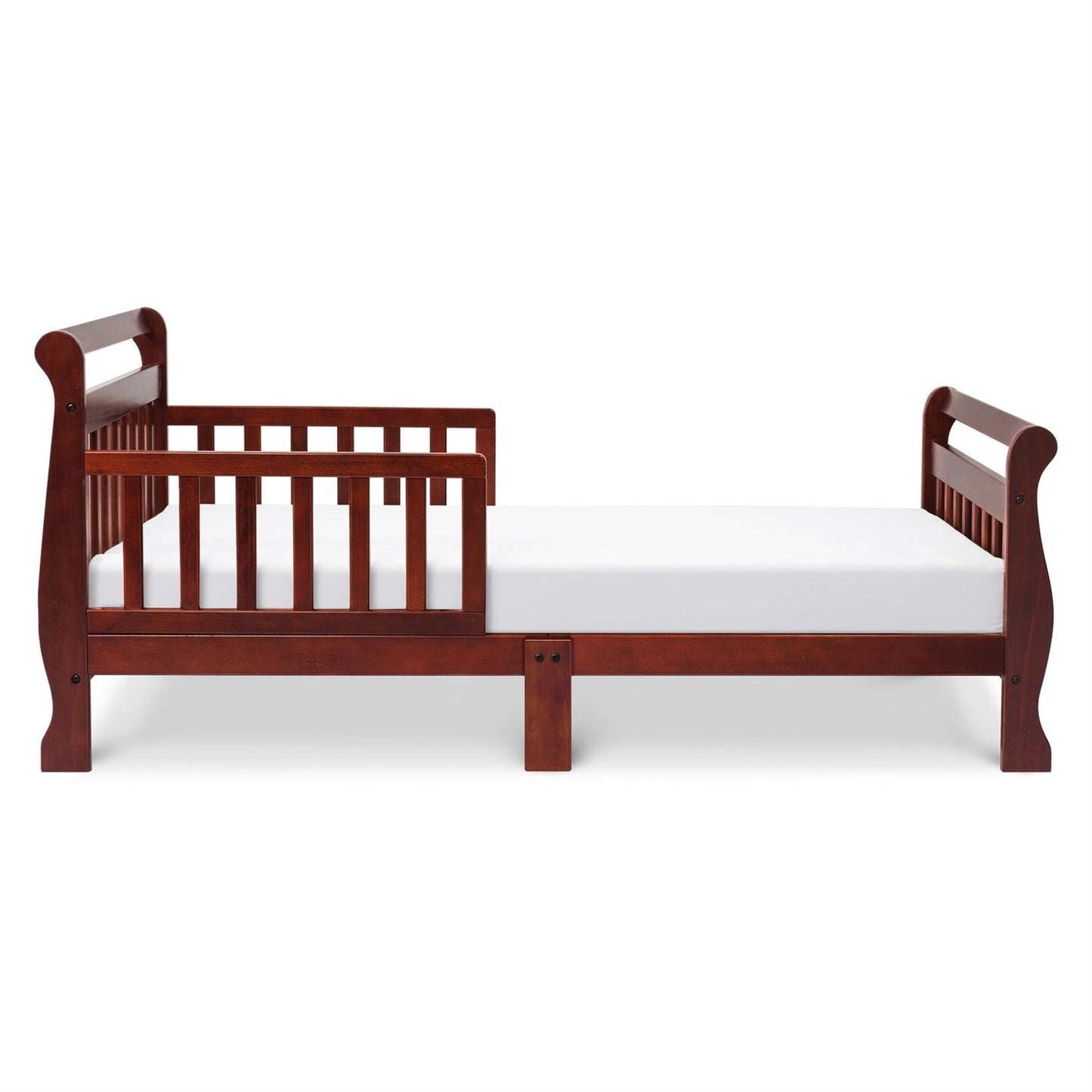 Cherry Modern Slatted Guard Rails Toddler Sleigh Bed-1