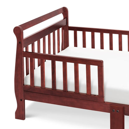 Cherry Modern Slatted Guard Rails Toddler Sleigh Bed-2