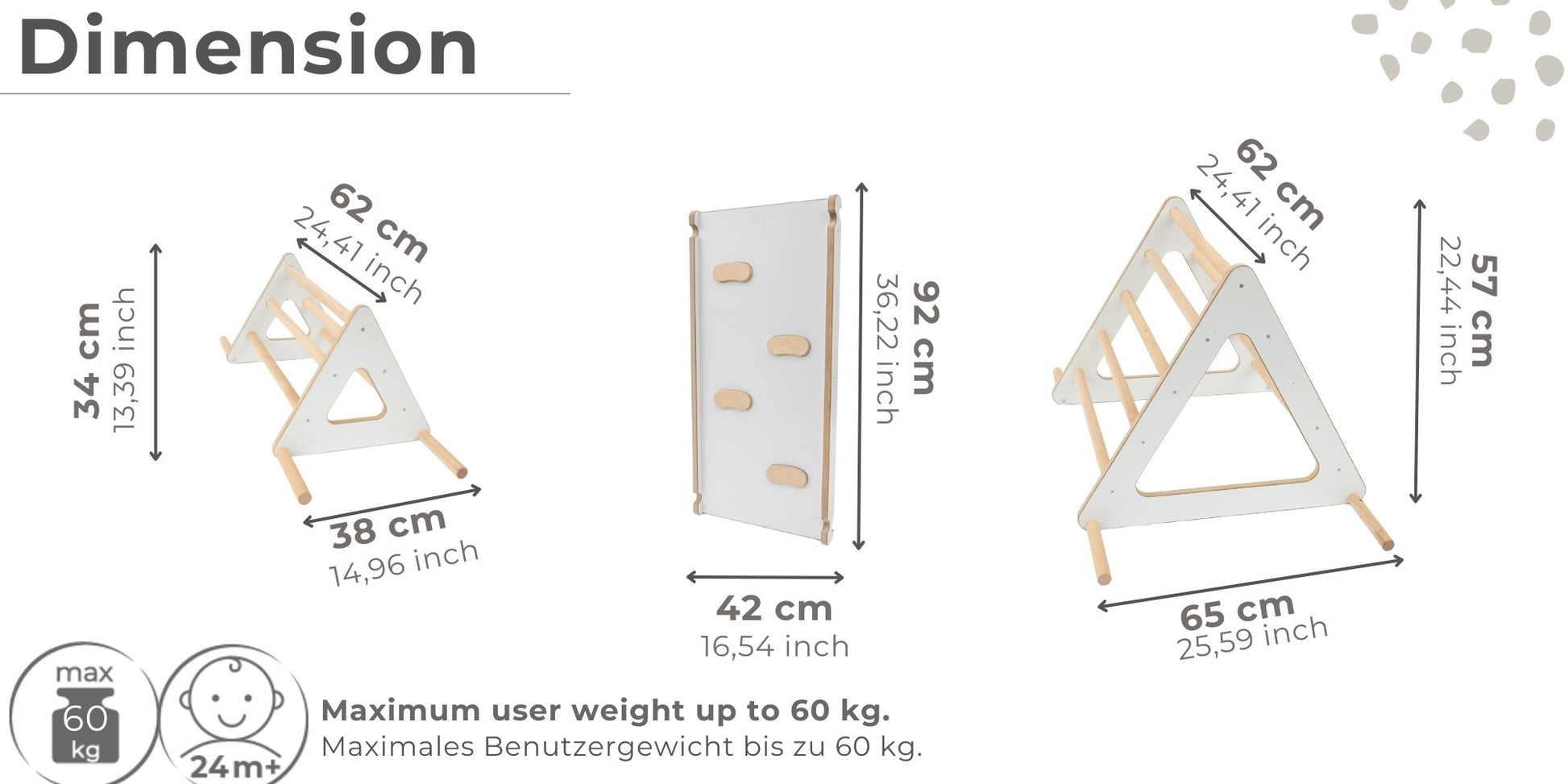 MAMOI® Set : la triangle avec toboggan interieur enfant et toboggan pour enfant, Structure motricité interieur pour bébé, Mur descalade et tobogan intérieur en bois pour bebe, Motricite montessori 3 ans-1