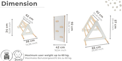 MAMOI® Set : la triangle avec toboggan interieur enfant et toboggan pour enfant, Structure motricité interieur pour bébé, Mur descalade et tobogan intérieur en bois pour bebe, Motricite montessori 3 ans-1