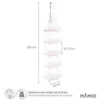 MAMOI® Dreieck Hänge Leiter für Kinder | Strickleiter Kinder Outdoor scandi Design | Nachhaltig Hängeleiter Kinder aus natürlichem Holz | 100% ECO | Made in EU-2