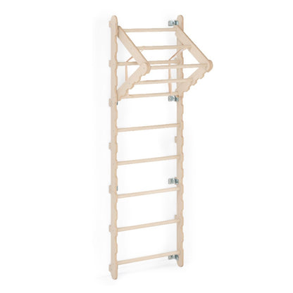 MAMOI® Espalier en bois, Mur escalade suedois pour enfant, Échelle suedoise pour bebe, Jeux descalade et gym avec accessoires, Barre et anneaux gymnastique-0