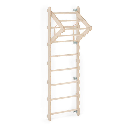 MAMOI® Espalier en bois, Mur escalade suedois pour enfant, Échelle suedoise pour bebe, Jeux descalade et gym avec accessoires, Barre et anneaux gymnastique-0