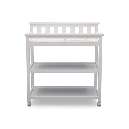 Modern White Baby's First 2 Shelf Changing Table with Wheels-2