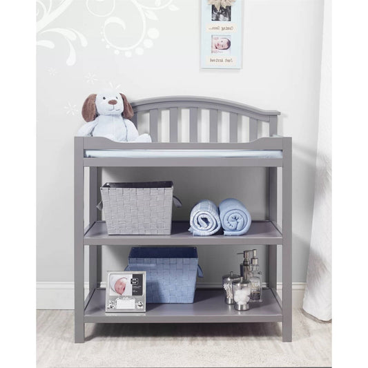 SF Home Baby Toddler Changing Table in Grey Wood Finish with Changing Pad-0