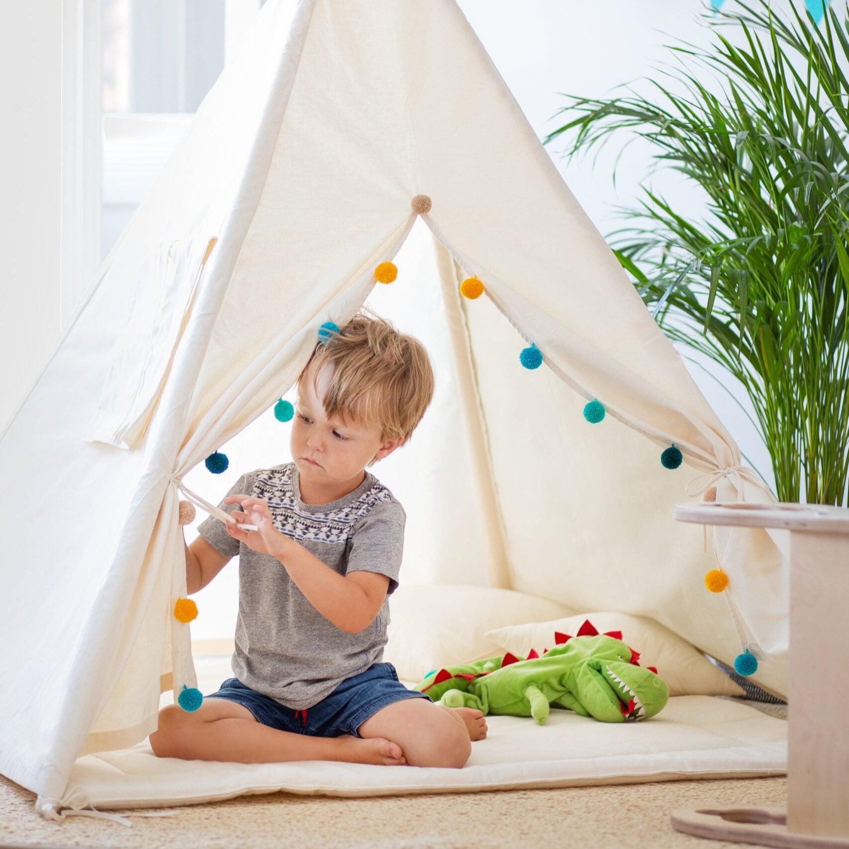 Teepee Tent Set - Rainbow Pom-Pom