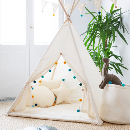 Teepee Tent Set - Rainbow Pom-Pom