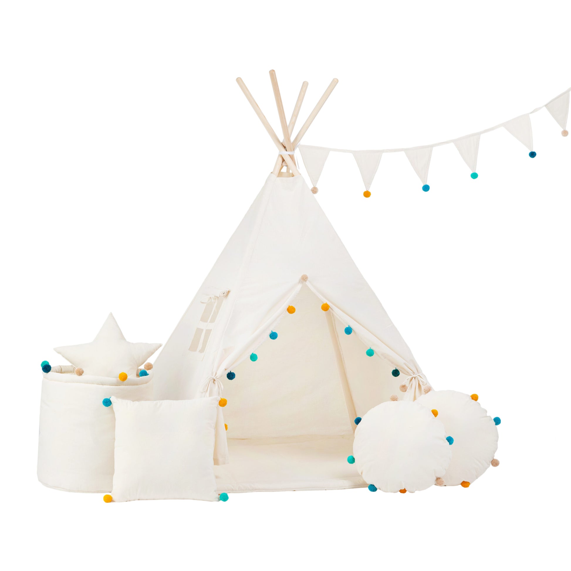 Teepee Tent Set - Rainbow Pom-Pom