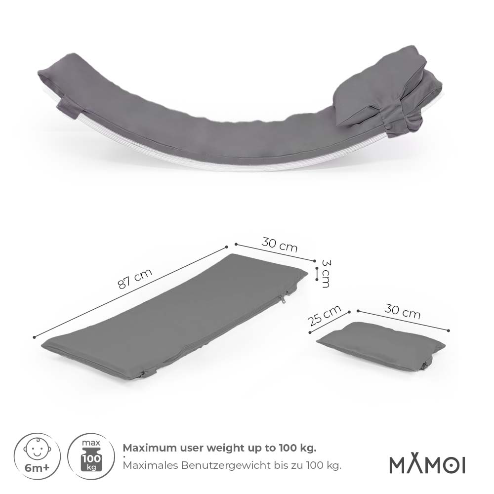 MAMOI® Grey Pillow for balance board kids, Mat for wobble board kids, Material for wooden balance board, Cushion for balance board toddler, Pillow for kids seesaw-2