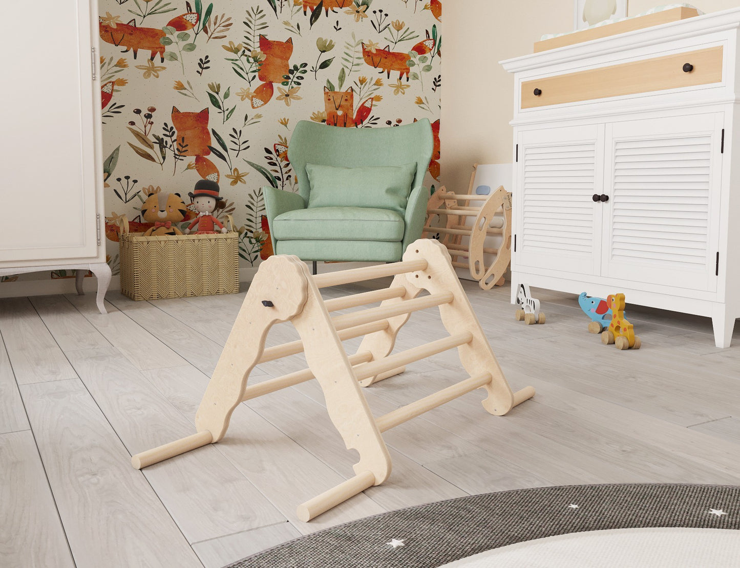 MAMOI® Triangle descalade interieur pour enfant, Mur escalade intérieur en bois pour bebe à partir de 1/2/3 an, Motricité libre montessori-1