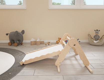 MAMOI® Triangle descalade avec toboggan interieur pour enfant, Mur escalade intérieur en bois pour bebe à partir de 1/2/3 an, Motricité libre montessori-2