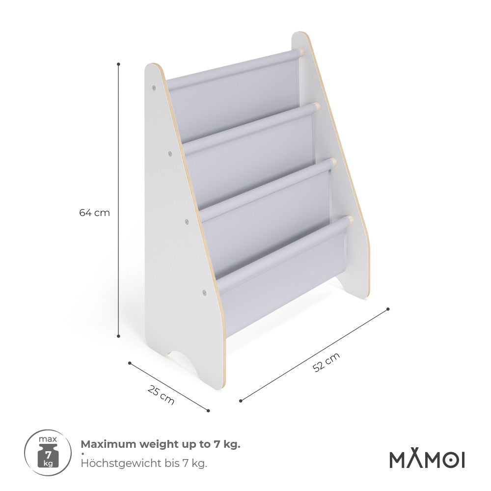 MAMOI® Book shelf for kids Light grey, Bookcase for childrens room, Small bookshelf for toddler, Child bookcases and shelves, Wall stand storage and furniture for bedroom-2