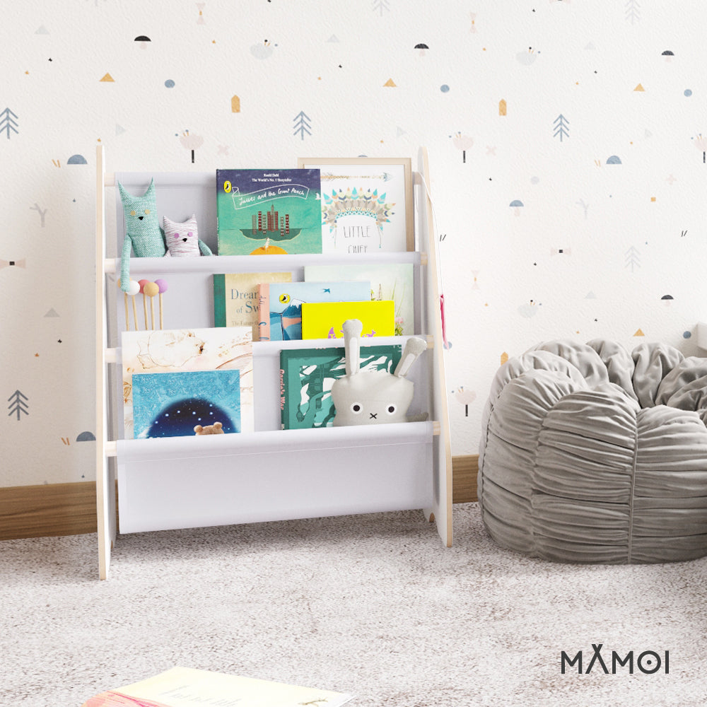 MAMOI® Book shelf for kids Light grey, Bookcase for childrens room, Small bookshelf for toddler, Child bookcases and shelves, Wall stand storage and furniture for bedroom-4