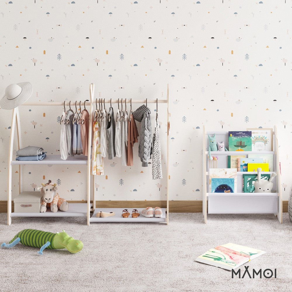 MAMOI® Book shelf for kids Light grey, Bookcase for childrens room, Small bookshelf for toddler, Child bookcases and shelves, Wall stand storage and furniture for bedroom-5