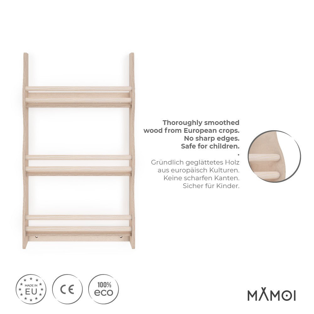 MAMOI® Bücherregal für kinder, Bücherkiste für kinderzimmer, Book shelf, Buchregal, Wandregal kinderregal, Kinderbücherregal, Bücherbank aus holz, Kindermöbel für kleines kind montessori-1