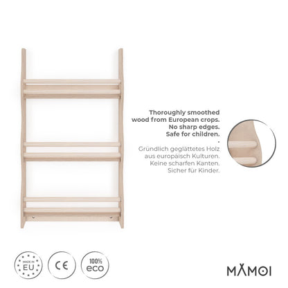 MAMOI® Bücherregal für kinder, Bücherkiste für kinderzimmer, Book shelf, Buchregal, Wandregal kinderregal, Kinderbücherregal, Bücherbank aus holz, Kindermöbel für kleines kind montessori-1