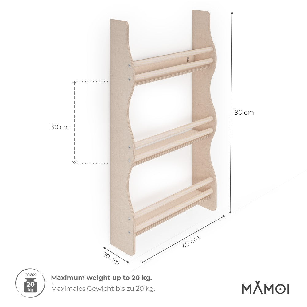 MAMOI® Bücherregal für kinder, Bücherkiste für kinderzimmer, Book shelf, Buchregal, Wandregal kinderregal, Kinderbücherregal, Bücherbank aus holz, Kindermöbel für kleines kind montessori-2