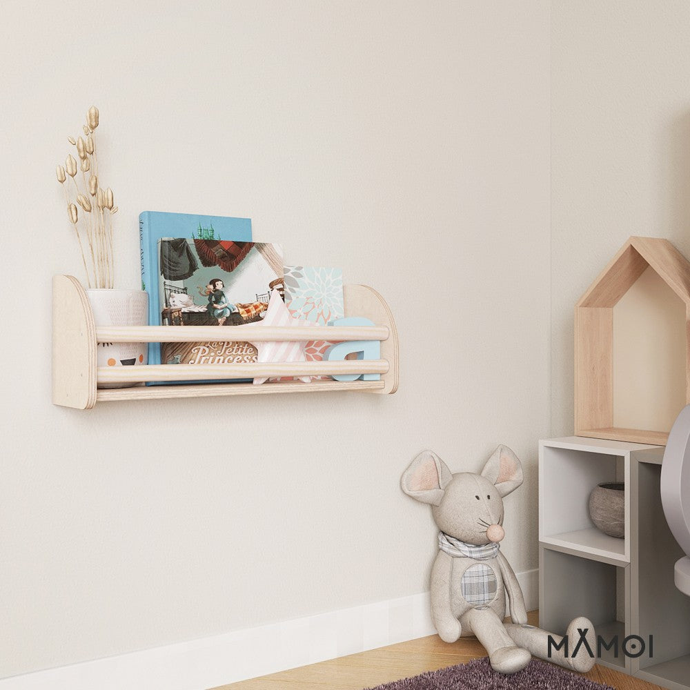 MAMOI® Bücherregal für kinder, Bücherkiste für kinderzimmer, Book shelf, Buchregal, Wandregal kinderregal, Kinderbücherregal, Bücherbank aus holz, Kindermöbel für kleines kind montessori-4