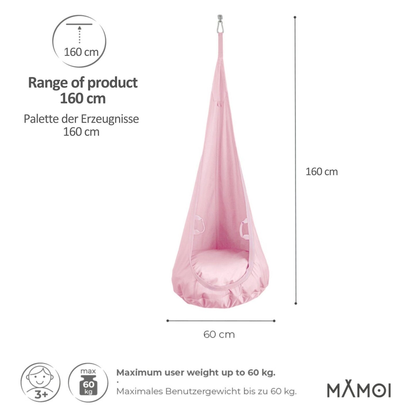 MAMOI® Hängesessel für kinder, Schaukel für kinderzimmer, Hängehöhle, Hängeschaukel, Sensory swing, Schaukeltuch indoor, Hängesack, Tuchschaukel, Babyschaukel, Hängetuch-1