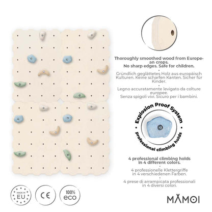 MAMOI® Kletterwand für kinderzimmer, Klettergerüst und spielgeräte indoor, Klettern mit Klettergriffe für kinder, Klettersteine, Kletterturm mit Griffe, Turngeräte, Montessori-1