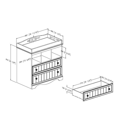 White Wood Baby Diaper Changing Table with 2 Drawers-2