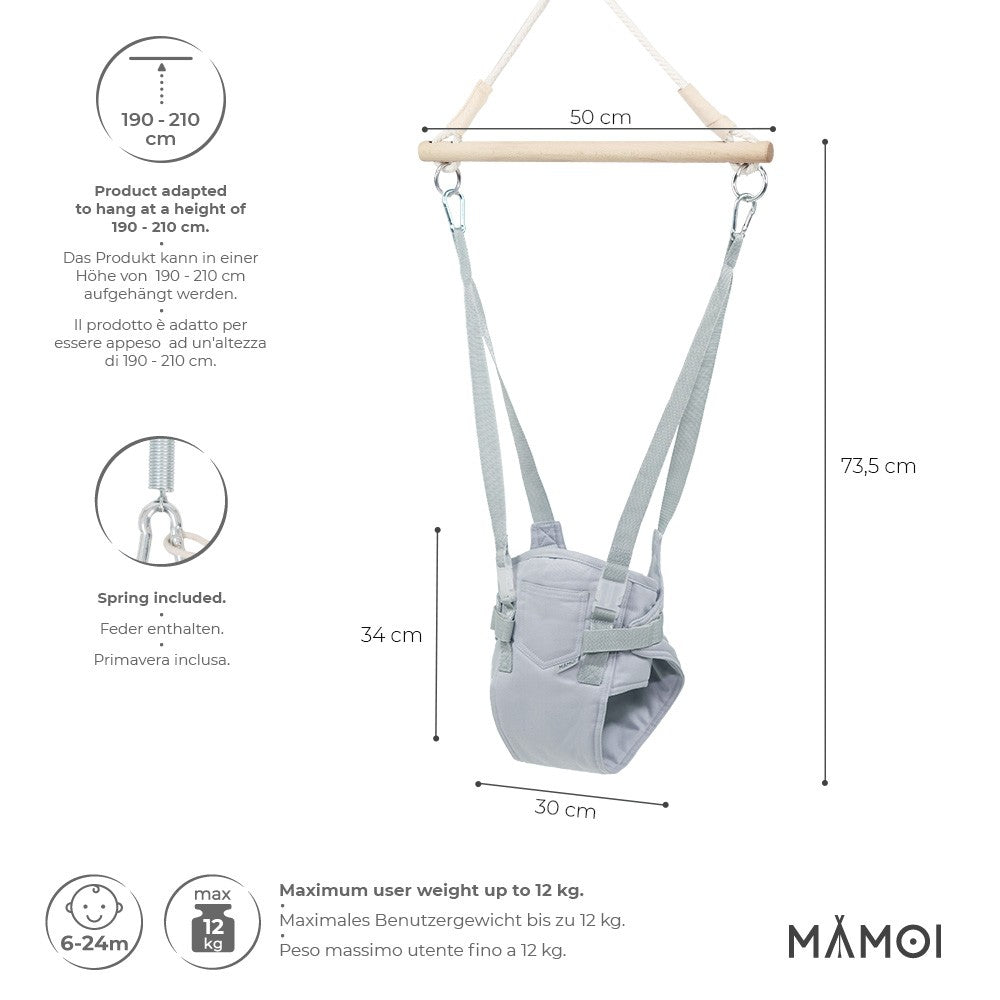 MAMOI® Türhopser baby ab 6 monate, Hopser baby jumper bouncer, Babyschaukel für türrahmen, Schaukel indoor, Türschaukel, Hüpfer, Kinderschaukel, Tür hopper, Babyhopser Swing-2