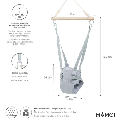 MAMOI® Türhopser baby ab 6 monate, Hopser baby jumper bouncer, Babyschaukel für türrahmen, Schaukel indoor, Türschaukel, Hüpfer, Kinderschaukel, Tür hopper, Babyhopser Swing-2