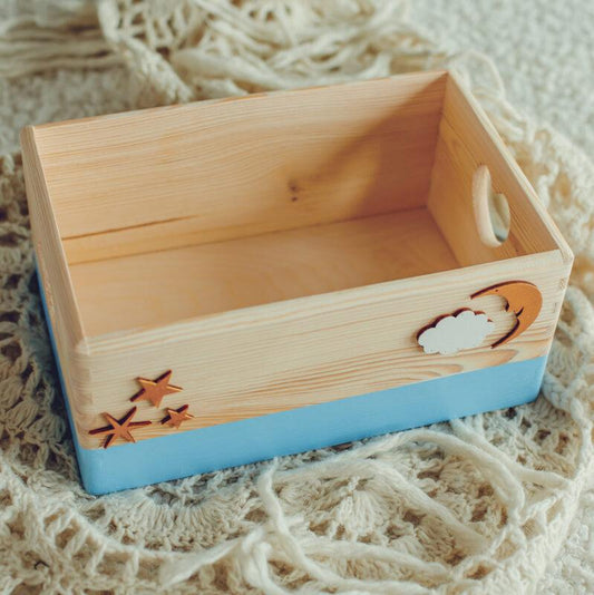 Decorated Storage Box - Light Blue