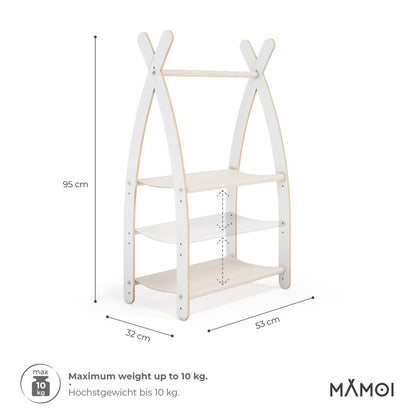 MAMOI® Portant vetement enfant 53x95x32cm | Portant a vetement Yarnwood | Penderie vetement armoire enfant bebe | Meubles enfants bois meuble vetement | 100% ECO | Fabriqué dans l'UE-2