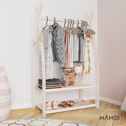 MAMOI® Portant vetement enfant 53x95x32cm | Portant a vetement Yarnwood | Penderie vetement armoire enfant bebe | Meubles enfants bois meuble vetement | 100% ECO | Fabriqué dans l'UE-4