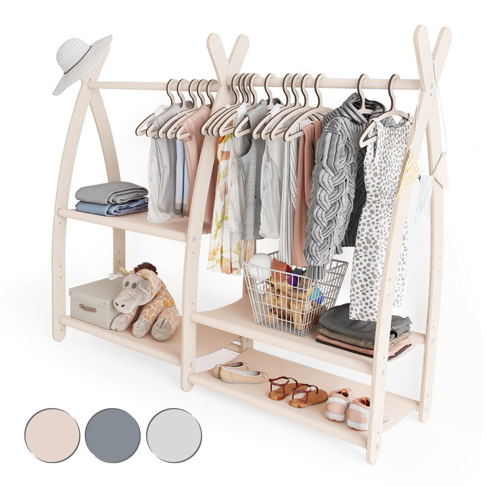 MAMOI® Kleiderstange Baby Kinderzimmer | Kinderkleiderstange 95x106x32cm | Kinder Kleiderständer Baby | Garderobenständer | Baby Garderobe | Kindergarderobe | 100% ECO | Made in EU-0