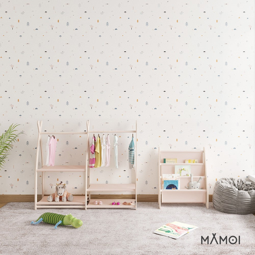 MAMOI® Kleiderstange Baby Kinderzimmer | Kinderkleiderstange 95x106x32cm | Kinder Kleiderständer Baby | Garderobenständer | Baby Garderobe | Kindergarderobe | 100% ECO | Made in EU-5