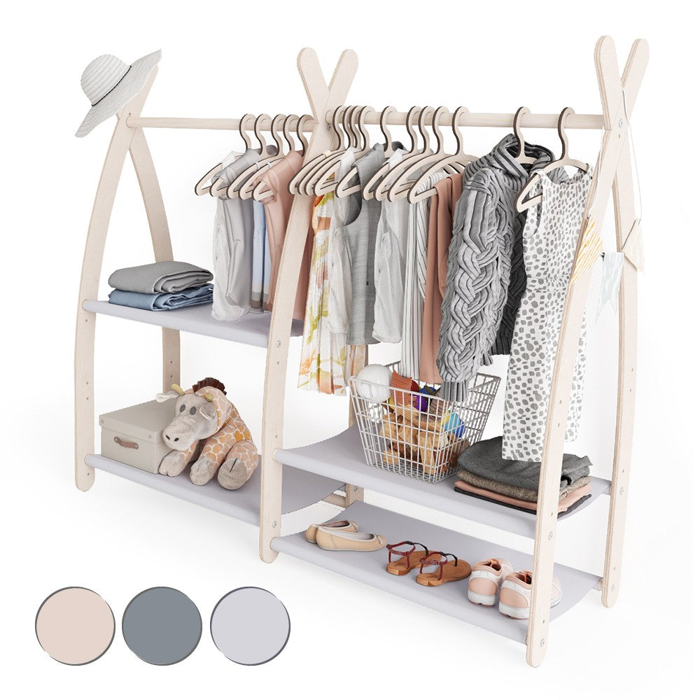 MAMOI® Kleiderstange Baby Kinderzimmer | Kinderkleiderstange 95x106x32cm | Kinder Kleiderständer Baby | Garderobenständer | Baby Garderobe | Kindergarderobe | 100% ECO | Made in EU-0