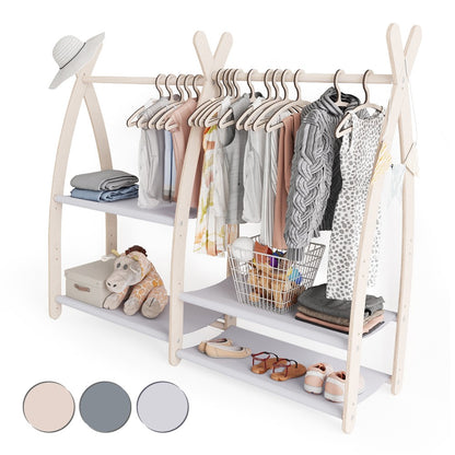 MAMOI® Kleiderstange Baby Kinderzimmer | Kinderkleiderstange 95x106x32cm | Kinder Kleiderständer Baby | Garderobenständer | Baby Garderobe | Kindergarderobe | 100% ECO | Made in EU-0