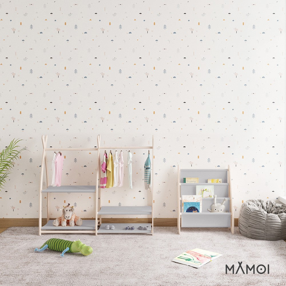 MAMOI® Kleiderstange Baby Kinderzimmer | Kinderkleiderstange 95x106x32cm | Kinder Kleiderständer Baby | Garderobenständer | Baby Garderobe | Kindergarderobe | 100% ECO | Made in EU-5