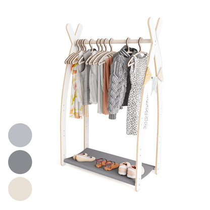 MAMOI® Children clothes rail Grey 53x95x32cm | Dressing up rail for kids made of Yarnwood | Baby wardrobe clothes storage modern design | Baby accessories | 100% ECO | MADE in EU-0